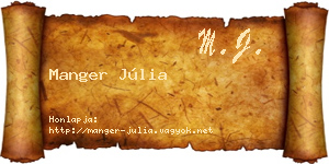 Manger Júlia névjegykártya